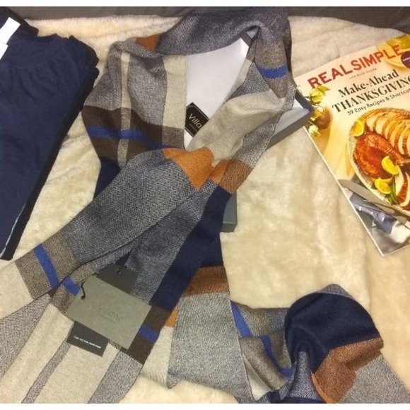 Australian Merino Wool Tartan Knitted Scarf for Men, Plaid Winter Warm Thick - Picture 1 of 3